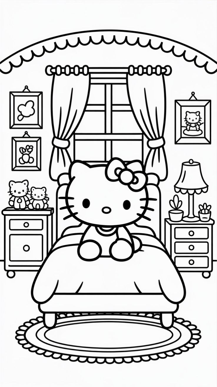 hello kitty free coloring pages - cute coloring pages